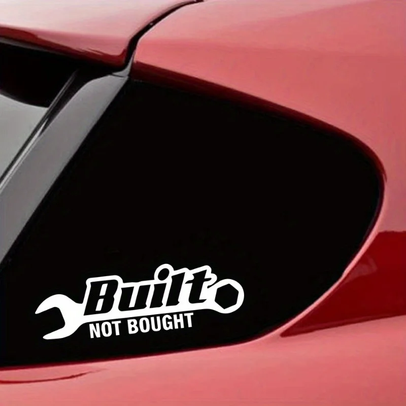 สติกเกอร์ติดรถยนต์ 1 ชิ้น ลายข้อความภาษาอังกฤษว่า “Built Not Bought” ดีไซน์รูปประแจ สำหรับตกแต่งรถยนต์ แล็ปท็อป และอุปกรณ์อื่นๆ