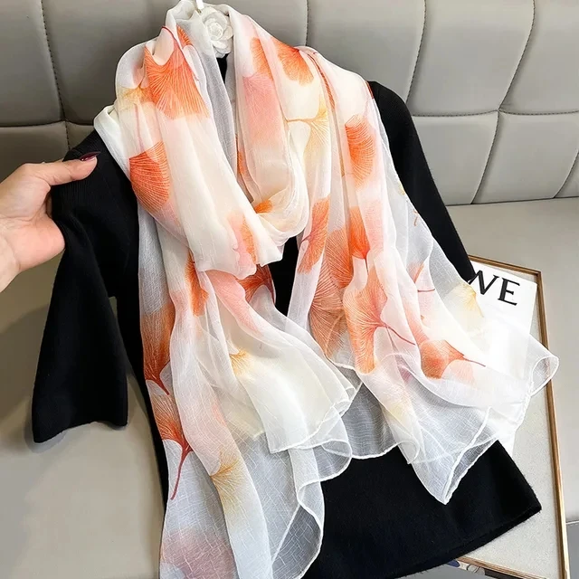 Syal Sutra Mode Motif Leher Foulard Jilbab Wanita Lembut Hangat Pashmina Pantai Stoles Syal Kepala Selendang Bungkus Bandana