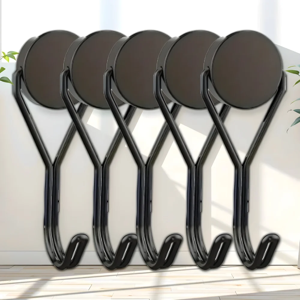 5Pcs Versatile Heavy-Duty Magnetic Hooks - 26Lbs Swivel Neodymium Magnets - Multipurpose Hanging Solutions for Home