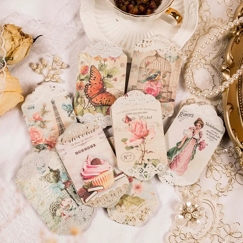 45 Pcs Floral Lady Craft Paper Junk Journal Ephemera Tag Label Retro Butterfly Rose DIY Album Scrapbooking Material Paper Pack