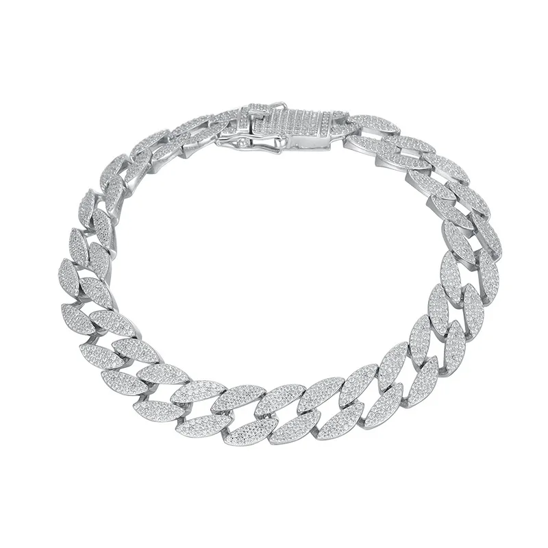 Imagem -06 - Smyoue-pulseira Cubana para Homens e Mulheres All Zircon Hip Hop Corrente de Diamante de Alto Carbono Pulseira 100 925 Sterling Silver 1623cm 10 mm