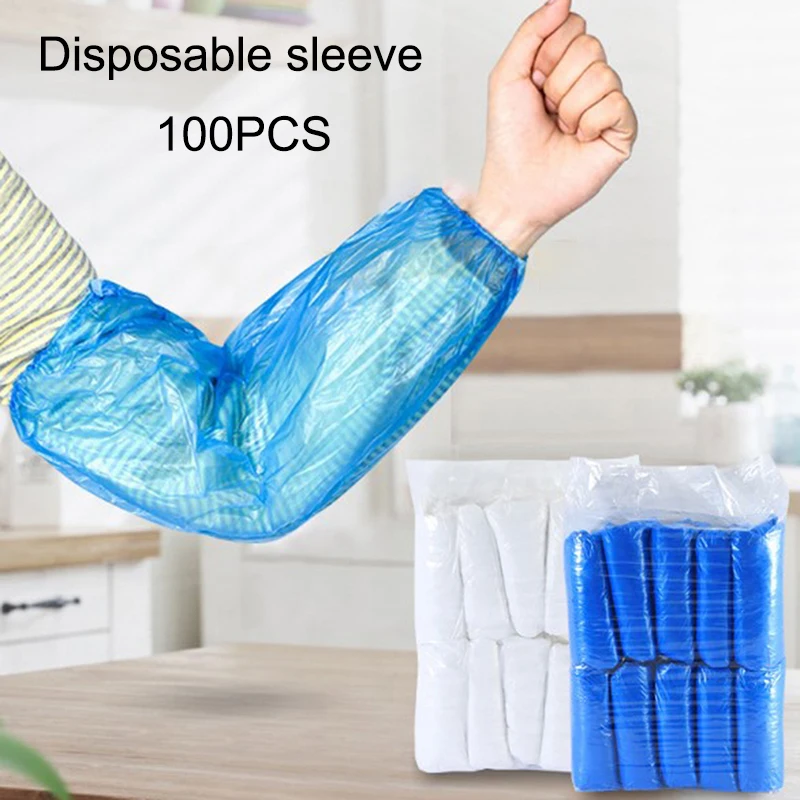 100pcs Disposable Oversleeve Oil-Proof Protective Arm Covers Oversleeves with Elastic Wrist Kitchen Restaurant Accessories