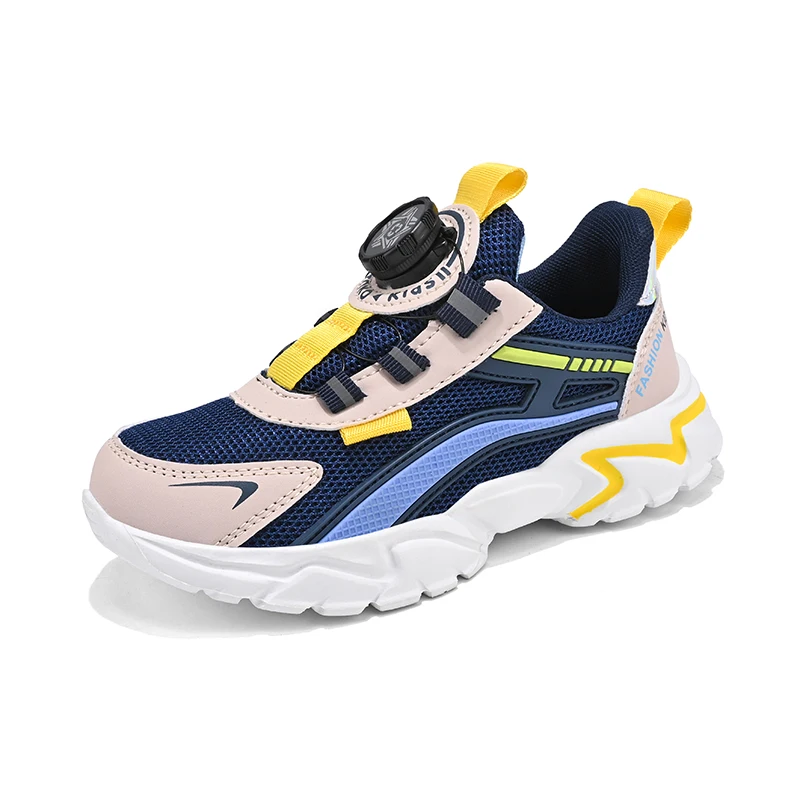 

Kids Summer Fitness Shoes Integrated Breathable Mesh Shockproof Sole Anti-kick Toe Comfort Walking Running Sneakers
