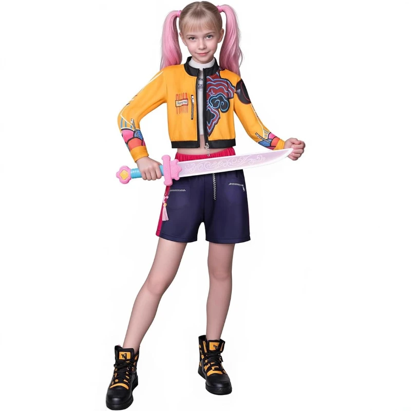 

Anime Movie KPop Demon Cos Hunter Superstar Mira Children's Costume Popular Singer Halloween Set Halloween Children's Costume
