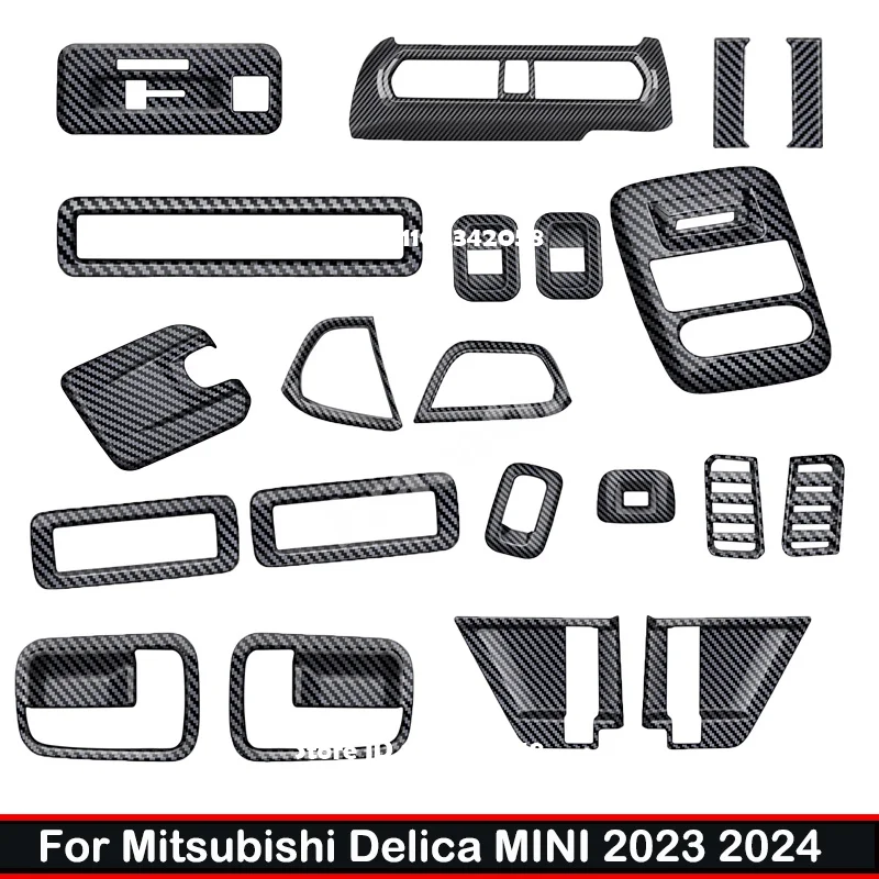 For Mitsubishi Delica MINI 2023 2024 ABS Carbonfiber Interior Accessories Roof  Readlamp Air Conditions Outlet Door Handle Cover