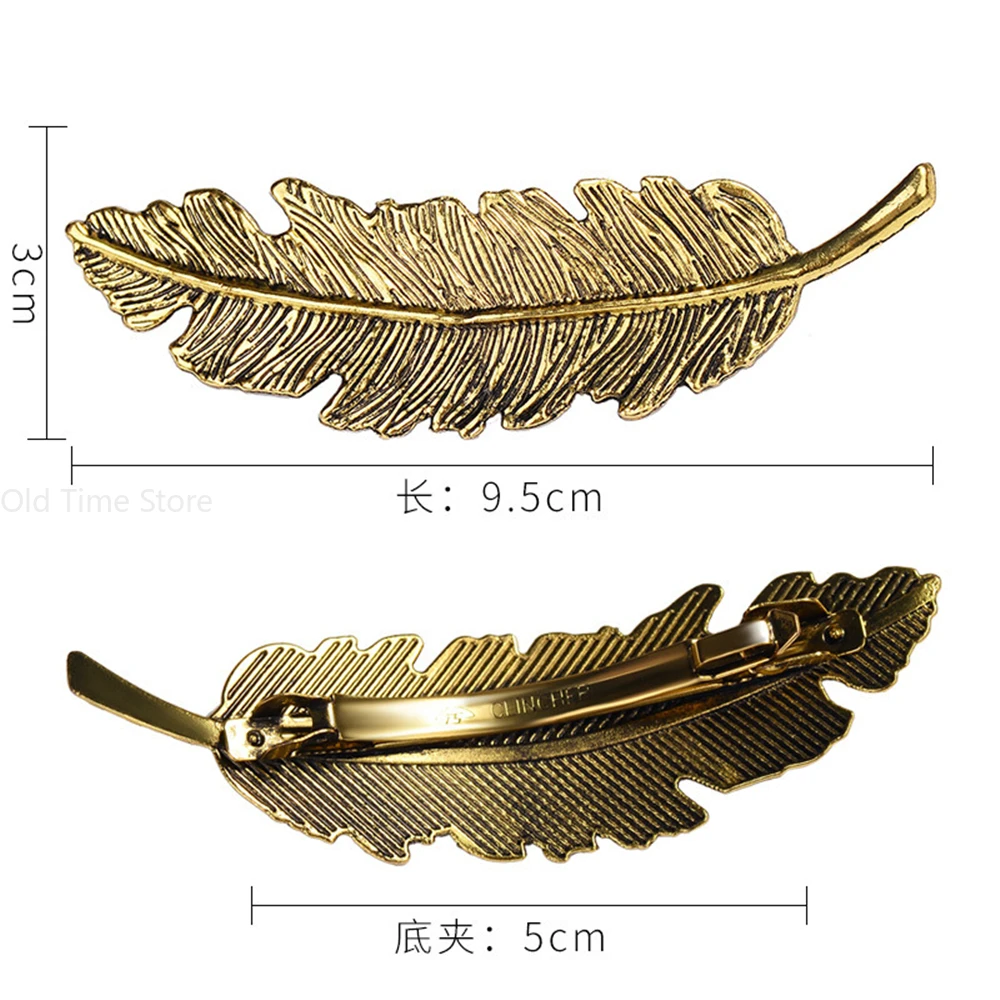 New Alloy Vintage Hair Clip Feather Leaf Shape Barrette Metal Hairpins For Women Lady Headwear Hair Accessories