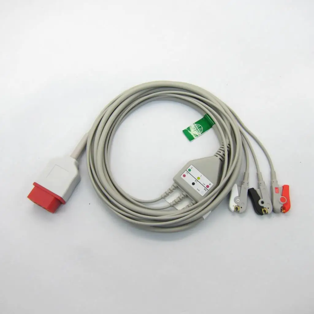 One-piece ECG Patient Cable IEC With 3leads 5leads Snap clip For Biomet BM7 ECG Electrocardiograph Monitor