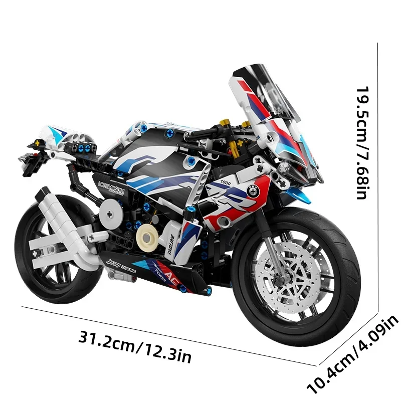 589pcs การวิเคราะห์รถจักรยานยนต์ M1000 RR Racing รถ Building Block รุ่น Moc รถจักรยานยนต์ของเล่นอิฐสําหรับแฟนของขวัญ