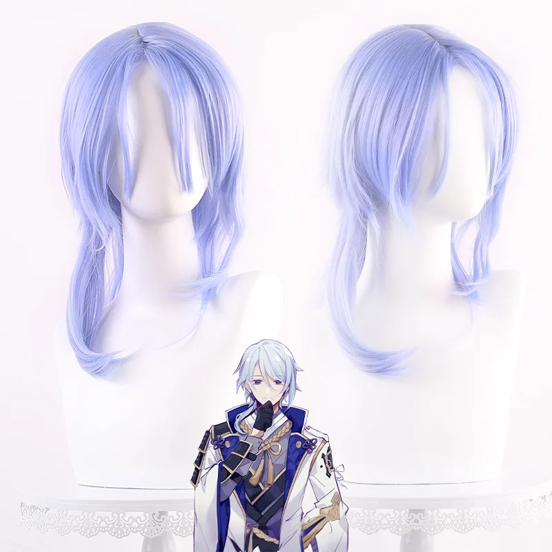 

Long Wavy Synthetic Wig Light Blue Side Part Gradient Tail Anime Costume Party Cosplay Heat Resistant Fiber