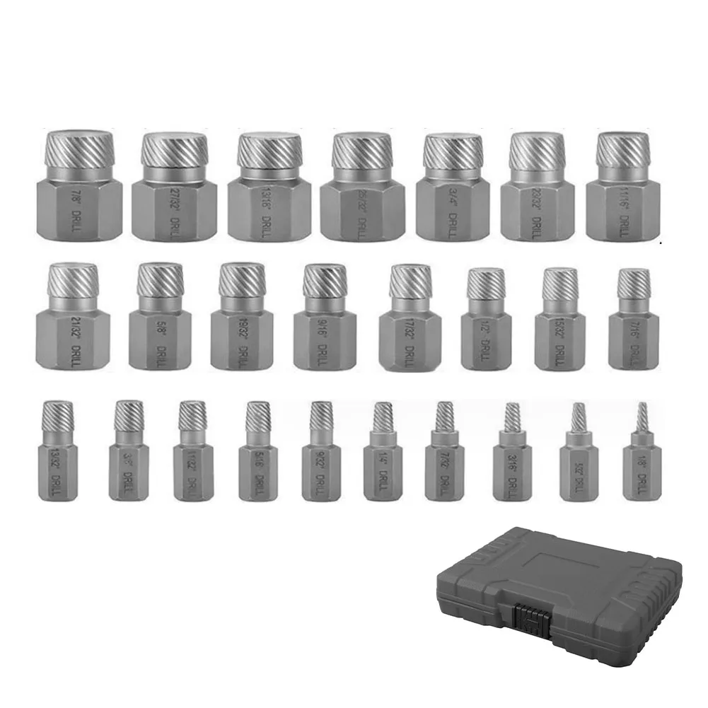 Efficiently Remove Stripped Screws and Bolts 25pcs MultiSpline Screw Extractor Set with Hex Head Bit Socket Wrench