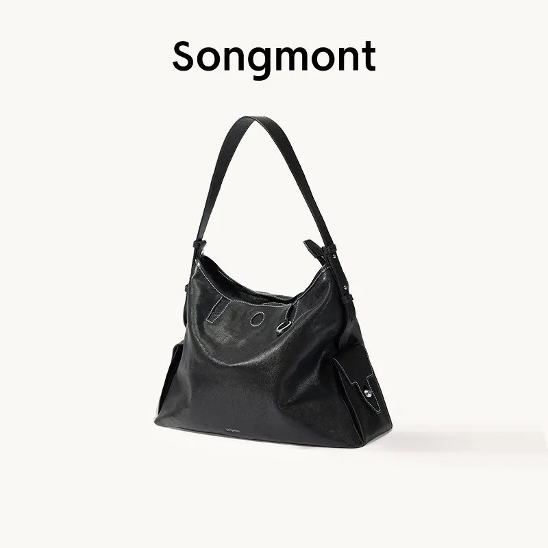

[Li Na of the same style] Songmont Mountain has pine tracking hobo bag vegetable tanned cowhide shoulder messenger soft bag