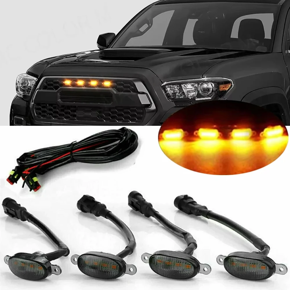 

Universal Car Front LED Grille Light Smoked Amber White 6LED Grill Light Eagle Eye Lamp for Off Road Trunk SUV Ford Toyota Strip