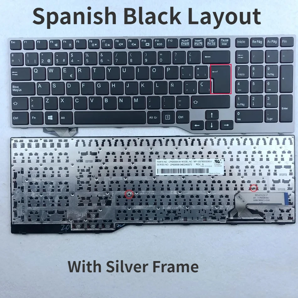 

Spanish Black Keyboard For Fujistu E754 Lifebook E557 E753 E756 E554 E556 Celsius H730 H760 H770 Series