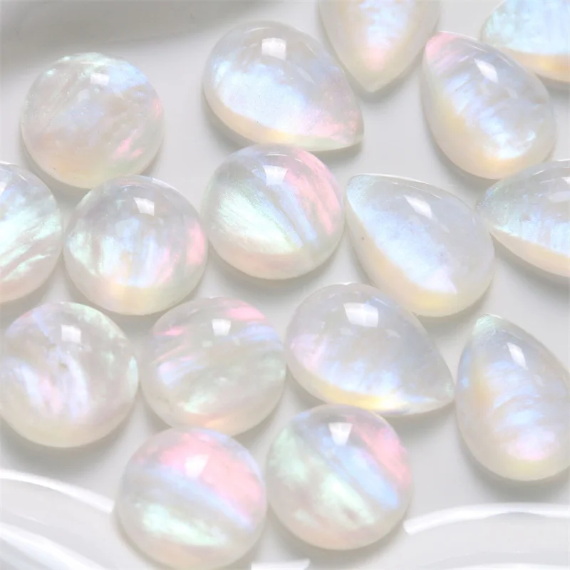 2024New 50pcs/lot aurora color effect geometry rounds/water drop shape resin cabochon beads diy jewelry garment/hair accessory