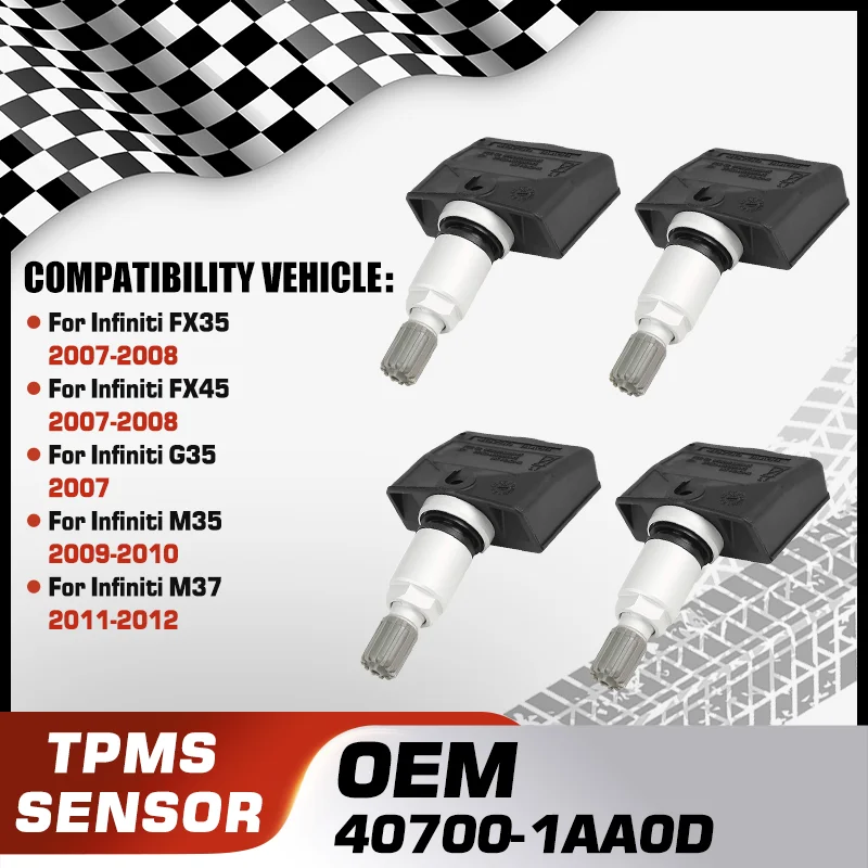 

1/4Pcs Car Tire Pressure Monitor Sensor TPMS For Infiniti FX35 Infiniti FX45 Infiniti G35 Infiniti M35 Infiniti M37 40700-1AA0D
