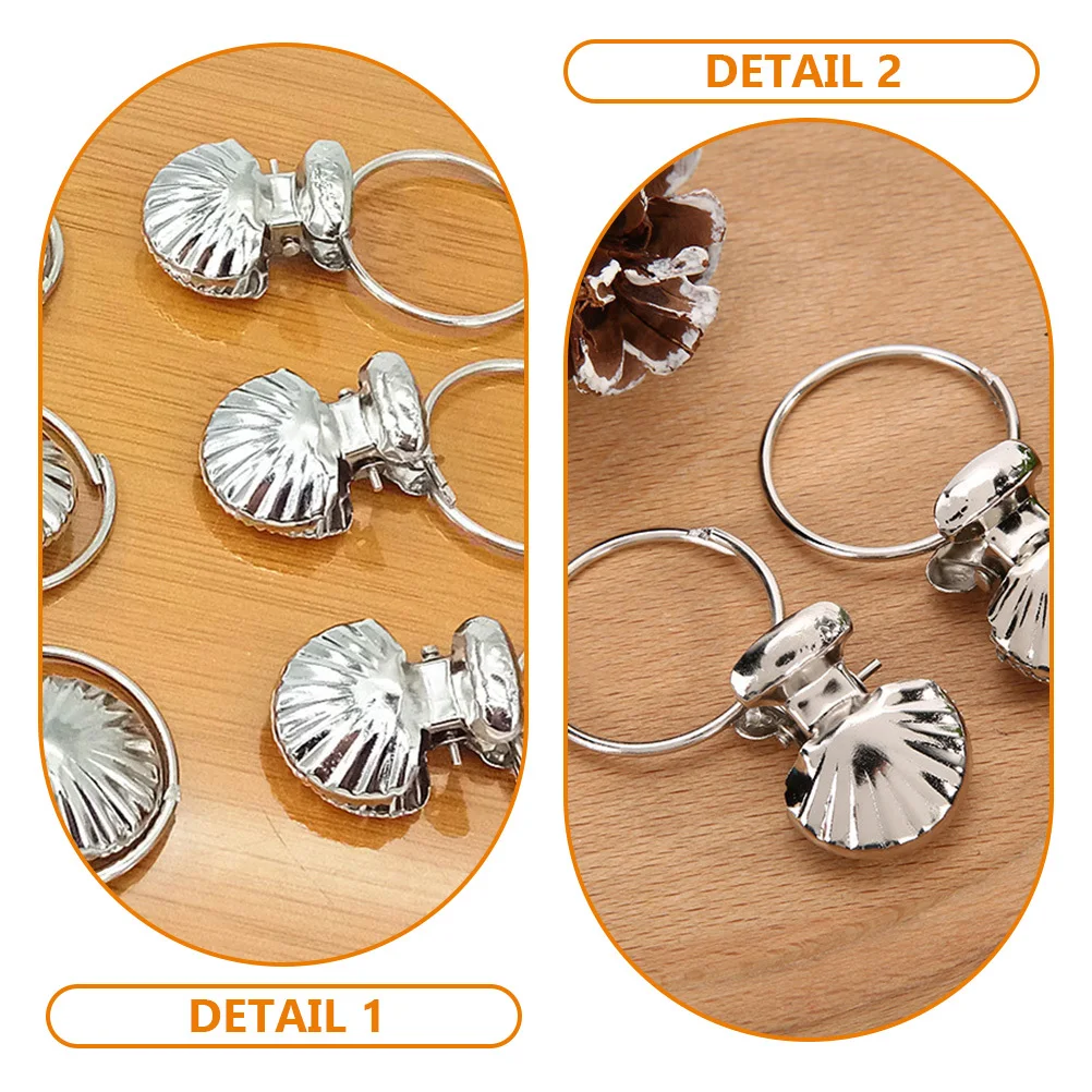 

50Pcs Metal Curtain Rings Shell Clips for Organized Hanging Shower Drapery Curtain Rings with Clips Drapery Ring Clip