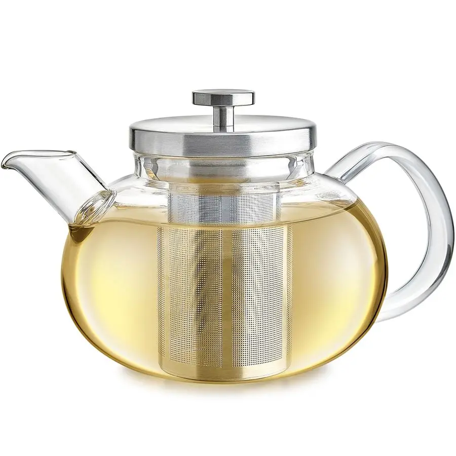 

Connoisseur Glass Teapot with Stainless Steel Infuser for Loose Tea 4Cup Capacity, StovetopSafe, Durable Borosilicate Glass, Per