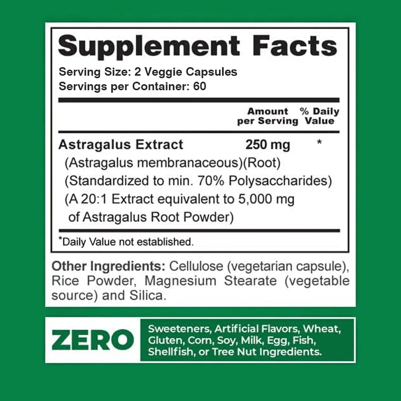 Premium Astragalus Root Capsules - Natural Formula Supports Heart and Liver Health, Promotes Immune System Support