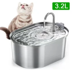 3.2L Cat Water Dispenser Stainless Steel Faucet Pet Water Fountain Smart Automatic Cats Water Drinker With Filters Motion Sensor