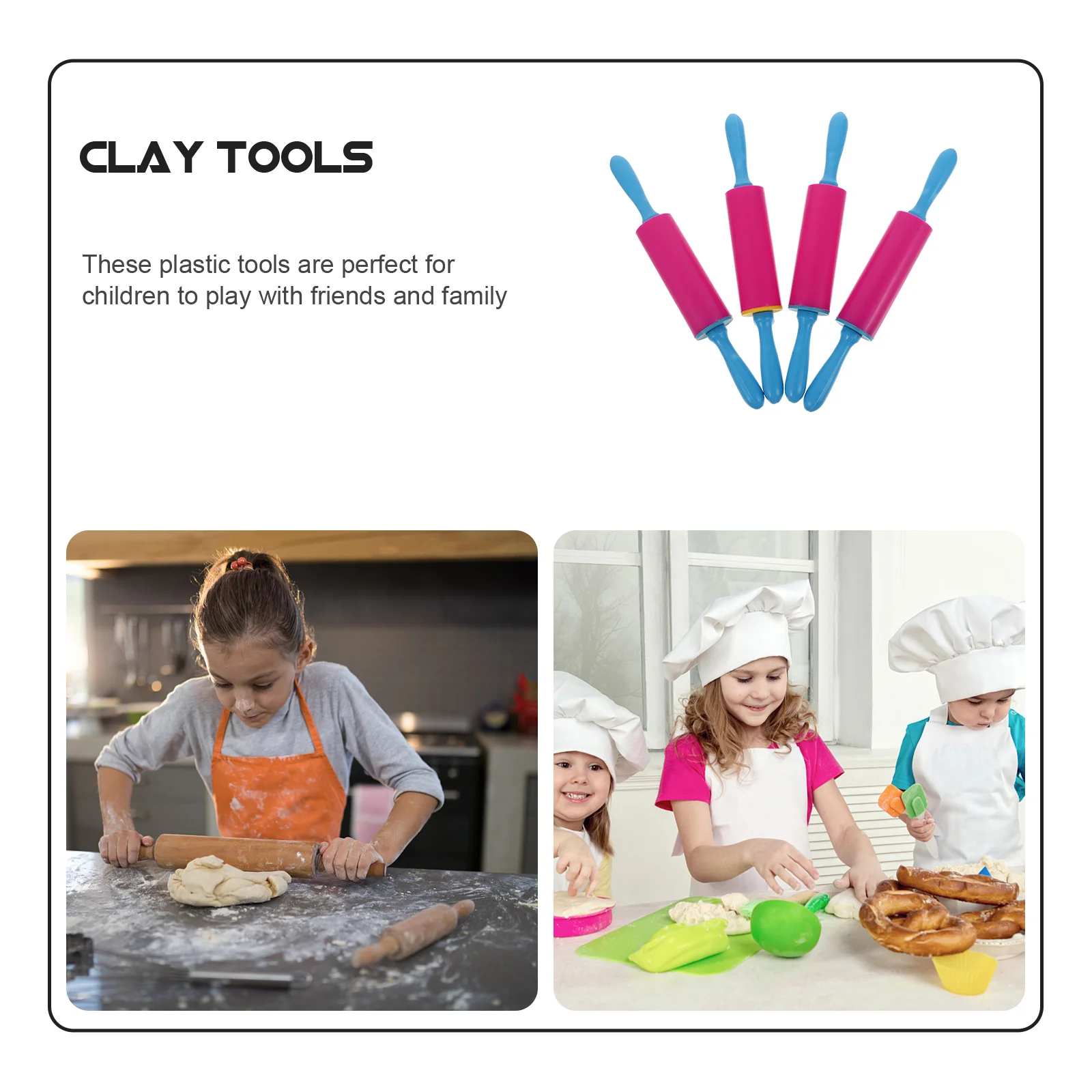 

4Pcs Kids DIY Clay Rolling Rods ABS Solid Lightweight Clay Tools for Handmade Pottery Sculpting Craft Supplies