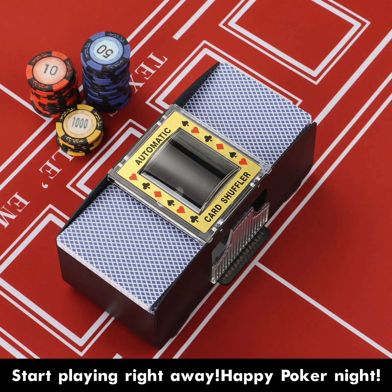 2 Decks Automatic Card Machine 2 in 1 Playing Cards Texas Shuffling Dealing Battery-Operated Shuffler Multiplayer Table Games