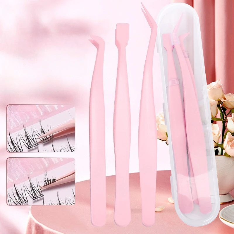 1/3PCS Primary Eyelash Extension Tweezers High-precision Flat Tweezers Kit, Easy To Use, Upper and Lower Eyelash Tools SET