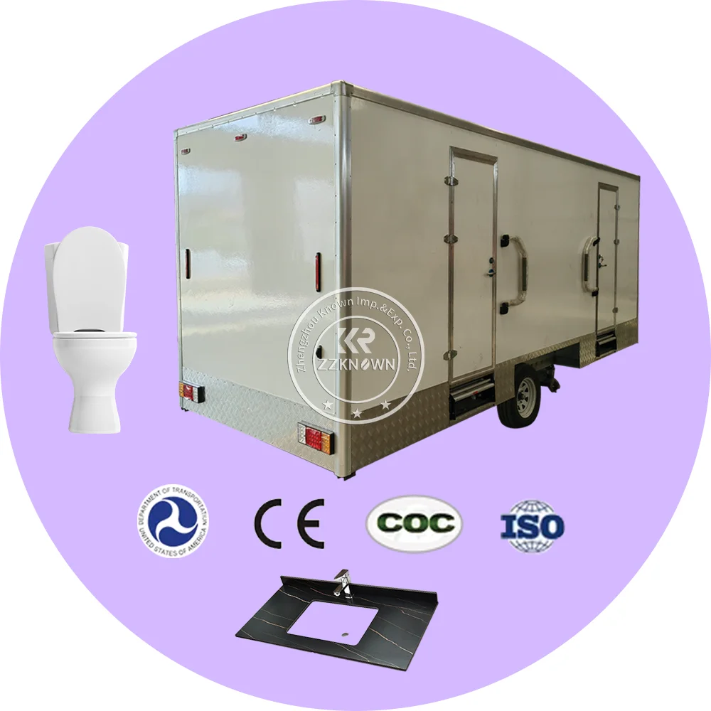 DOT Certified Public Portable Restroom Trailers Shower Mobile Toilet Trailer Luxury Bathroom with Urine Container