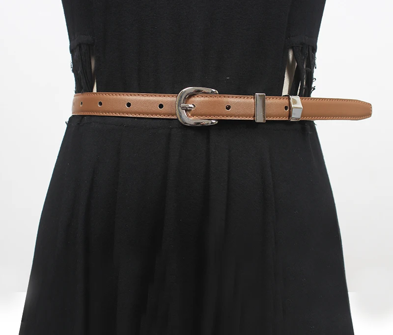 

Women's Runway Fashion Genuine Leather Cummerbunds Female Dress Corsets Waistband Belts Decoration Narrow Belt R2140