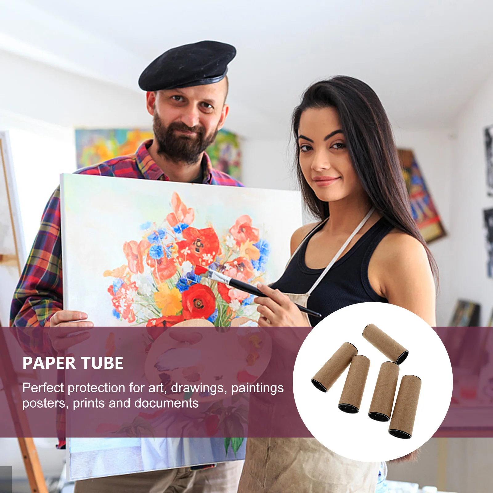 5개입 포스터 튜브 견고한 종이 보관 튜브 예술 작품 배송용 지도 청사진 대형 인쇄물 보호 운송 솔루션