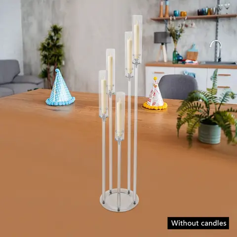 5 Arm Acrylic Candelabra, Clear Spiral Candlestick Holder With 5 Different Heights, Freestanding Modern Candle Holder For Wedding Dinner Party Table Decor