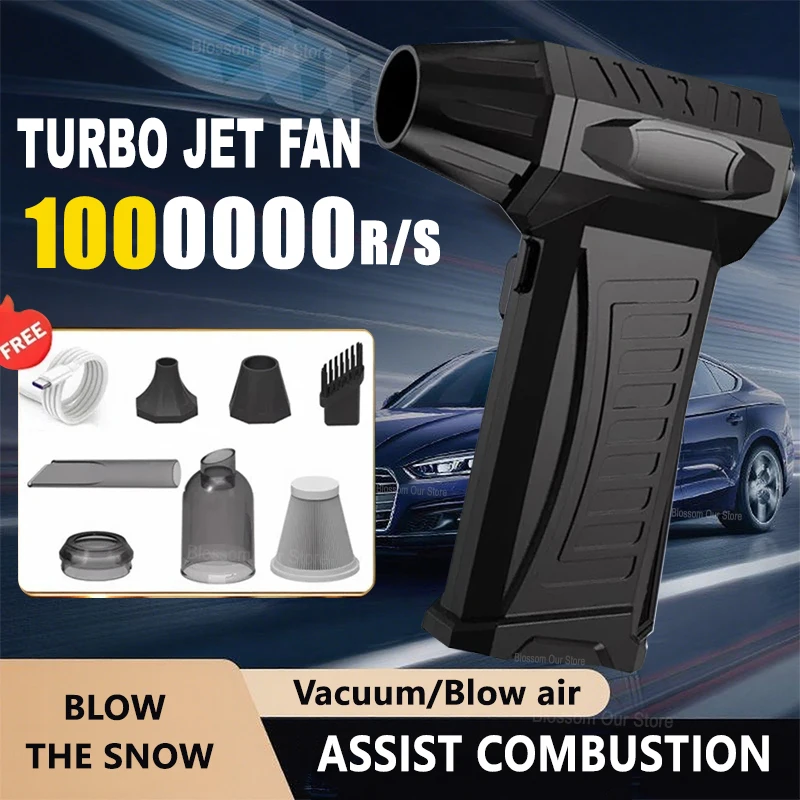 

Суперсильный вентилятор, 1000000 об/мин, бесщеточный турбоструйный вентилятор, 10000 мАч, быстрая зарядка, канальный вентилятор, инструмент для очистки тяги 300 г ﻿ Новый