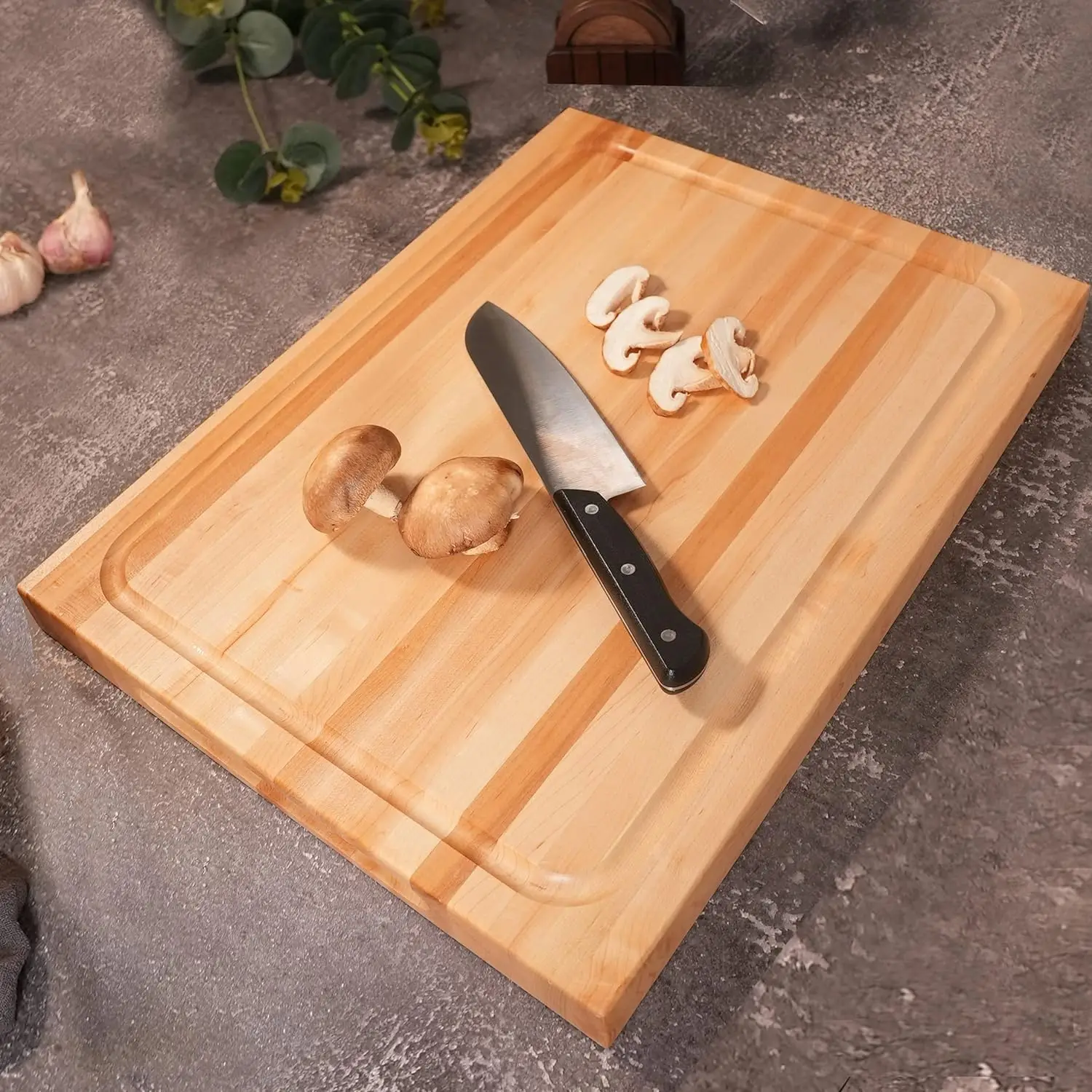 20 x 15, Hard Maple with Invisible Inner Handle, Prefinished with Food-Grade Oil, Suitable for Kitchen Edge Grain, 1-1/2