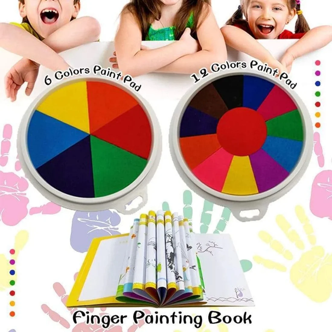 Kit de almohadilla de pintura de dedo divertida para niños, manualidades de pintura DIY, lavable, herramienta de barro educativa, libro de dibujo, 6 colores