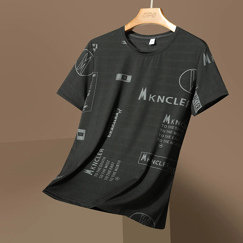 تي شيرت رجالي بأكمام قصيرة ، رقبة مستديرة ، عصري وغير رسمي ، حرير ثلجي ، فضفاض ، رائد فضاء ، Fas