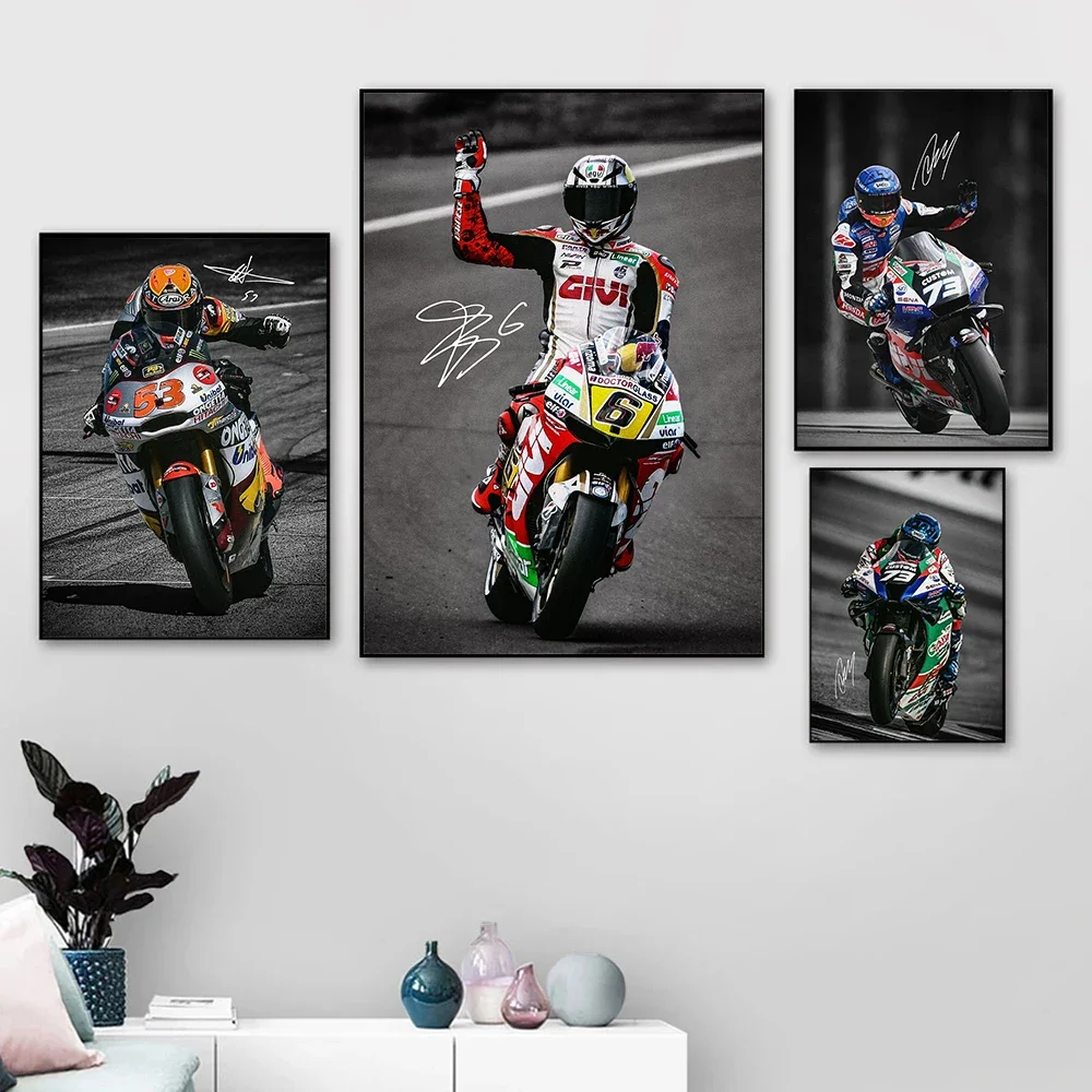 Modern Super Cool Motorcycle Sports Celebrity Portrait Poster Print Canvas Paint Mural Print Bedroom Living Room Office Decor
