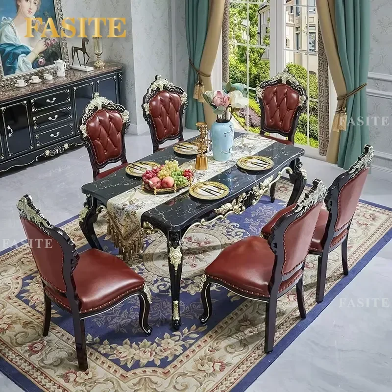 American Retro Dining Table and Chair - American Style Dining Room Table Set,Classic Retro American Dining Set for Home
