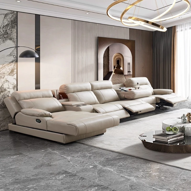 

Electric sofa leather multi-function cabin living room home theater