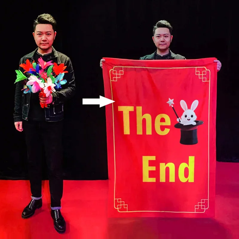 Flower To Thank You Banner Magic Prop Fortune Streamer Gimmick Stage & Annual Magic Flower To Scroll Magic Tricks Magician Fun