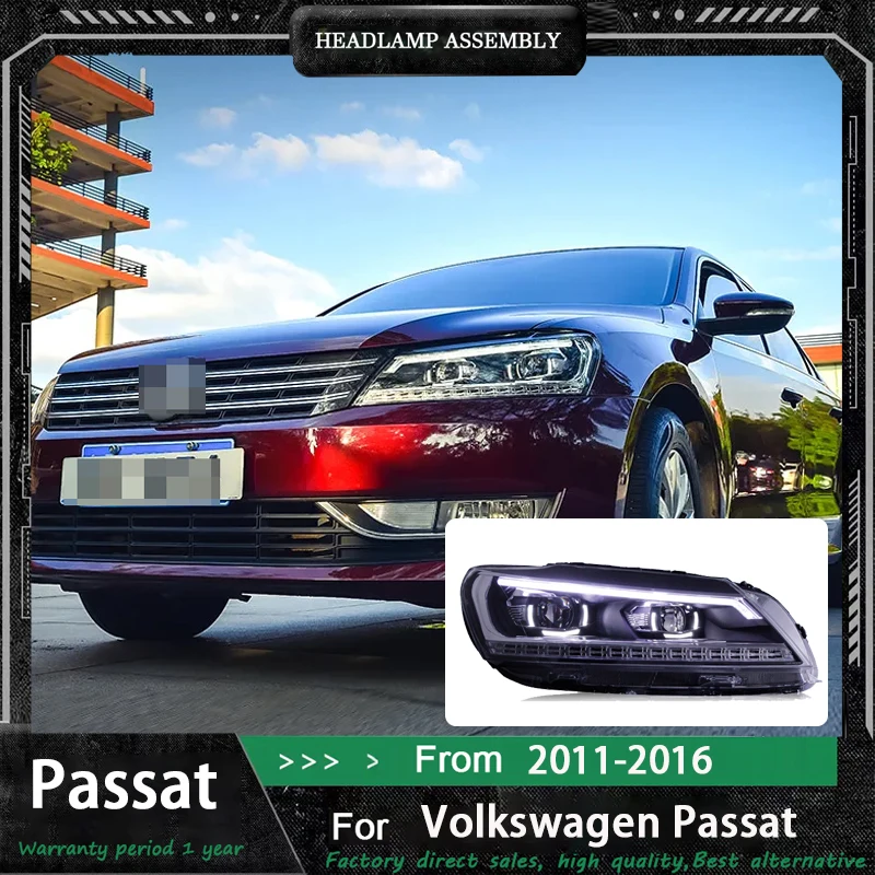 

Car Head Lamp for VW Passat B7 LED Headlight 2011-2015 Headlights US Version DRL Turn Signal High Beam Angel Eye Projector Lens