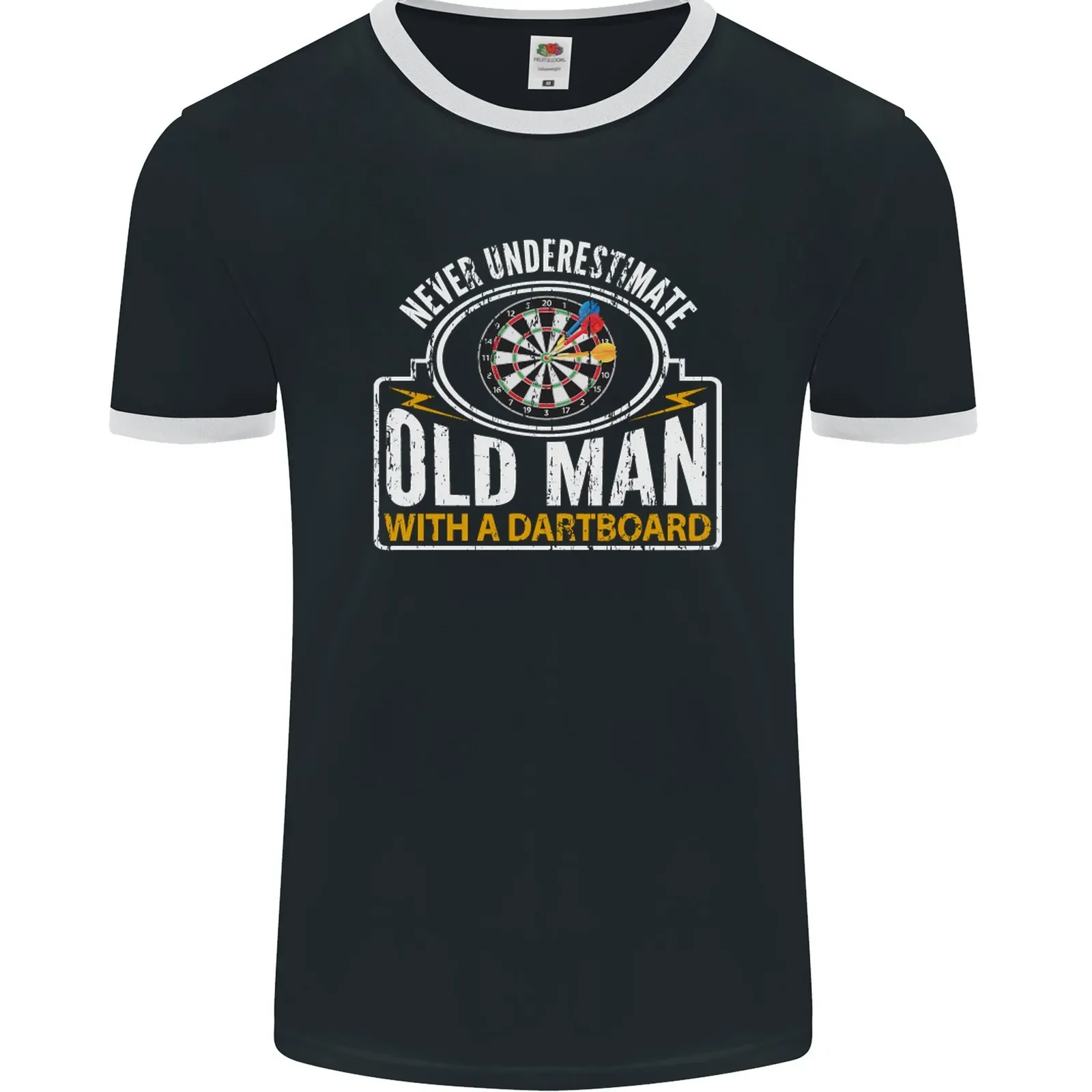 A Funny Mens Ringer T-Shirt With A Target For Darts FotL-