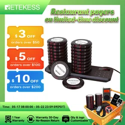 Retekess TD163 restaurant pager wireless calling system vibrator coaster buzzer beeper receivers for cafe bar food truck hotel