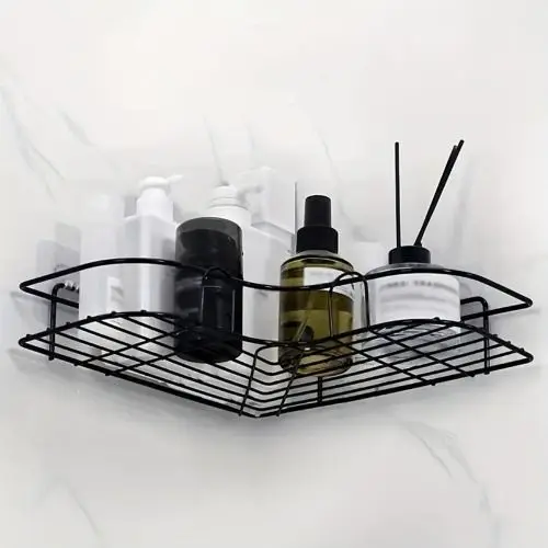 (FST-FA-PI)2pcs Wall Mounted Bathroom Shelf, Shower Caddy Rack, No Punching Triangle Storage Rack For Bathroom Kitchen, Bathroom