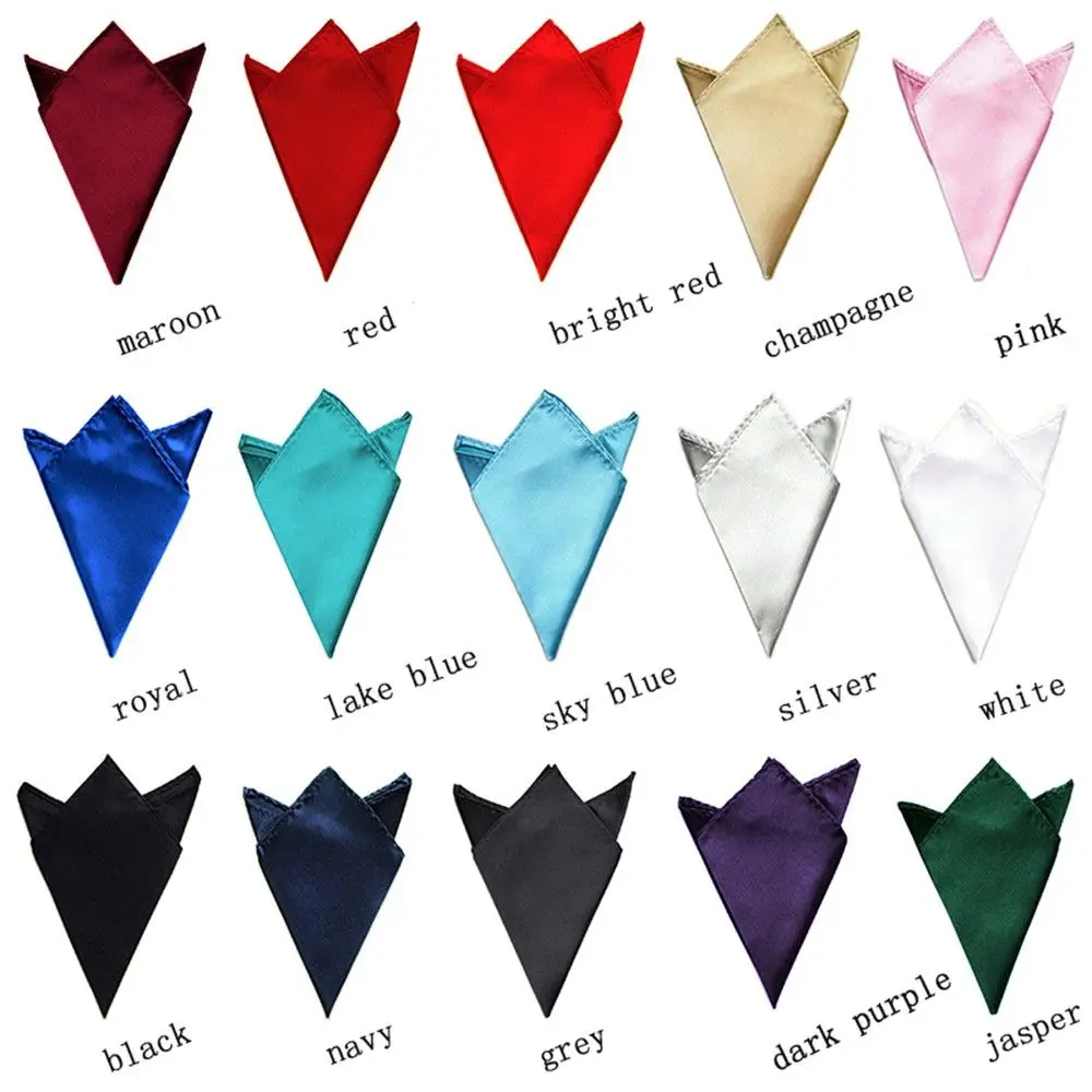 Pañuelo de seda liso para caballero, pañuelo de satén liso, traje Formal, 15 colores