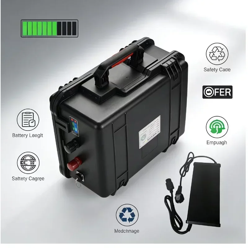 Waterproof 48V Lifepo4 Battery 60Ah/80Ah/100Ah/120Ah/150Ah/200Ah, Deep Cycle Power Battery Pack Perfect for Marine Boats, Trolli