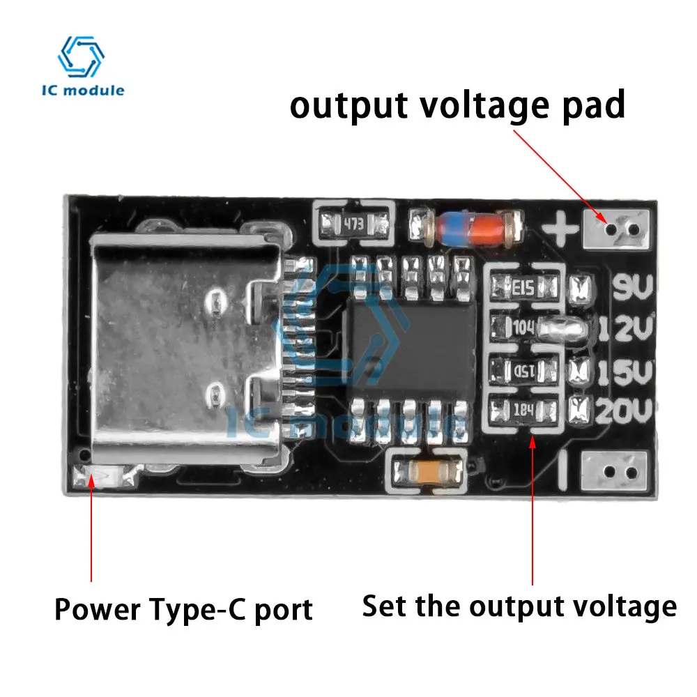 12 В Type-C/USB-C PD ТРИГГЕРНАЯ плата, модуль PD/QC приманка, быстрая зарядка, высокоскоростное зарядное устройство, Модуль повышения мощности
