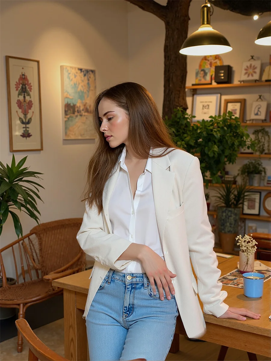 

Однобортные классические пиджаки для женщин с дизайном, женская одежда в вертикальном стиле, моющаяся двусторонняя драпировка, тонкая