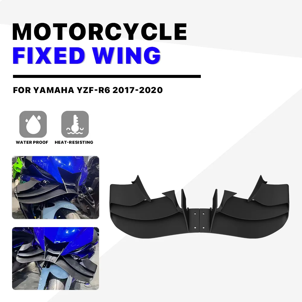 

NEW YZF-R6 Fixed Wind Wing glossy Black Fit For Yamaha Motorcycle Fairing Fittings R6 Winglet 2017-2020 front Spoiler wings