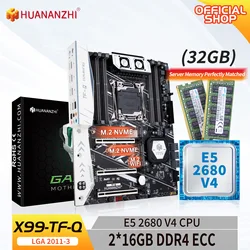 HUANANZHI-placa base X99 TF Q LGA 2011-3 XEON X99 con Intel XEON E5 2680 v4, kit combinado de memoria 2x16G DDR4 ECC, NVME