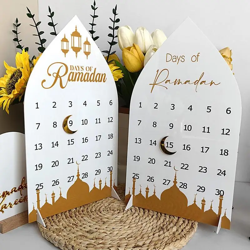 Eid Advent Calendars 2025 Ramadan Countdown Calendar Acrylic Eid Mubarak Table Decorations Crescent Castle Design Ornaments