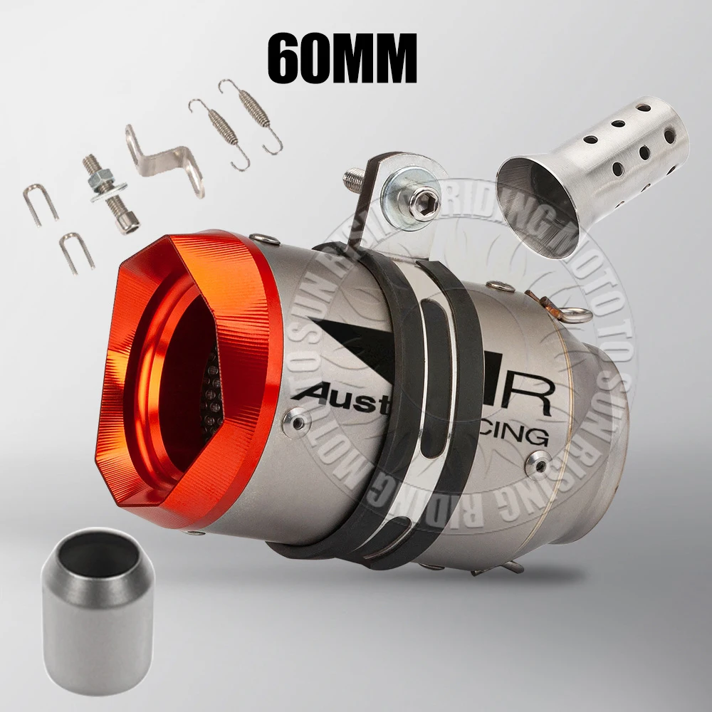 Orange Tip 51mm 60mm AR Carbon Stainless Motorcycle Exhaust Muffler Escape Tail Pipe For Kawasaki Honda Yamaha KTM CF Suzuki etc image 3